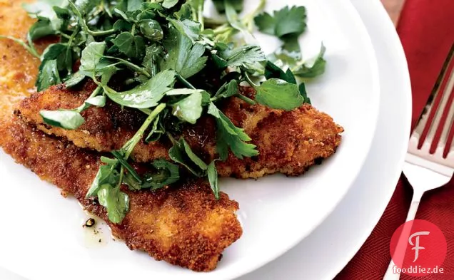Gebratene Kalbsschnitzel mit Kräutersalat