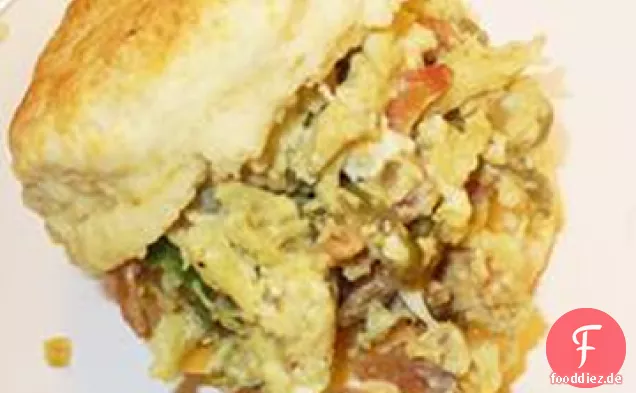 Grüne Eier und Schinken Frühstück Sandwich