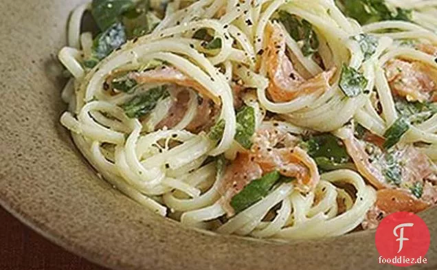 Geräucherter Lachs, Brunnenkresse & Meerrettich Pasta