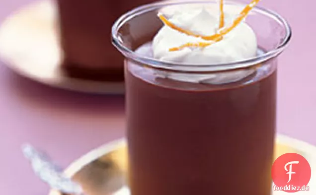 Schokoladen-Orange Pots de Crème mit kandierter Orangenschale