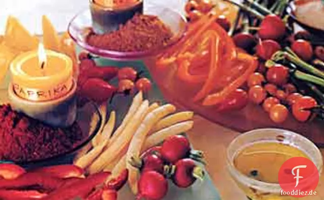Crudites mit Olivenöl und aromatisierten Salzen