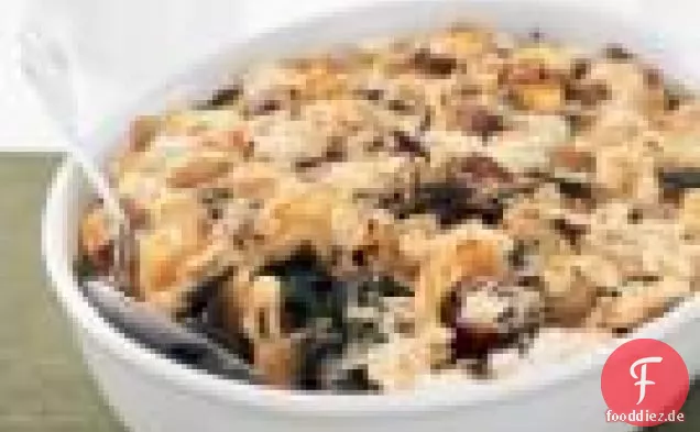 Gebackene Pasta mit Löwenzahn Greens & Wurst