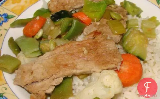 Pikante Schweinefleisch-Rühren-Braten