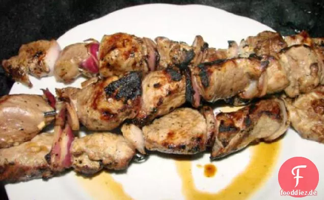 Mariniertes Schweinefleisch und Rote Zwiebel Kebab