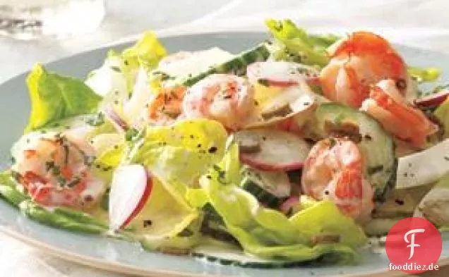 Cremiger Garnelensalat mit Endivien und Gurkenrezept