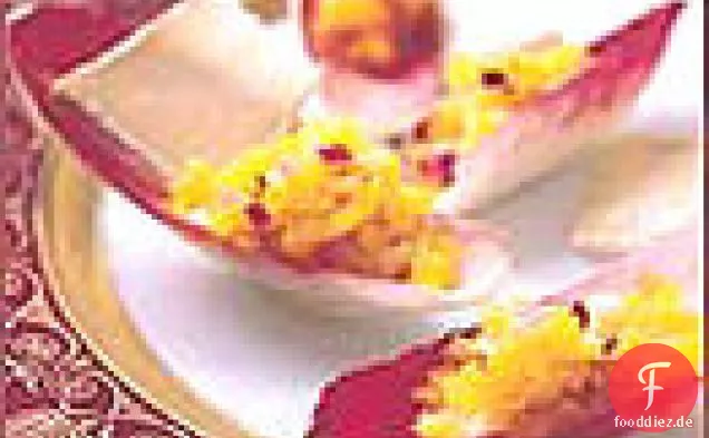 Goldene Rüben und Endiviensalat mit Ziegenbrie