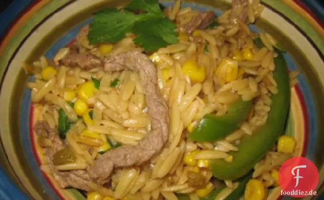 Koriander Orzo und Rindfleisch