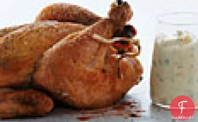 Cornish Hennen Mit geröstetem Knoblauch Aïoli