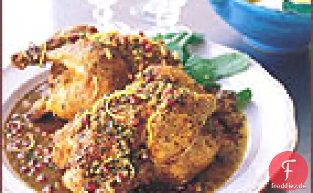 Cornish Hennen mit Granatapfel und Zitrone