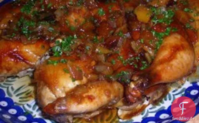Glasierte cornische Wildhühner mit Aprikosen-Pistazien-Dressing