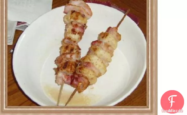 Jakobsmuscheln und Speck Spieße