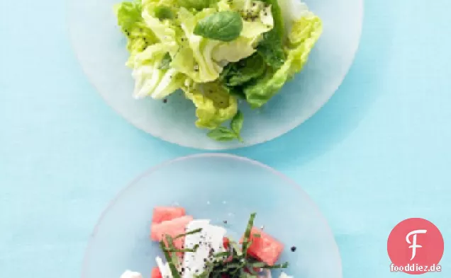 Wassermelonensalat mit Feta und Basilikum