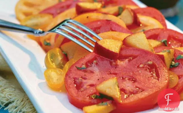 Frische Pfirsich-Basilikum-Vinaigrette