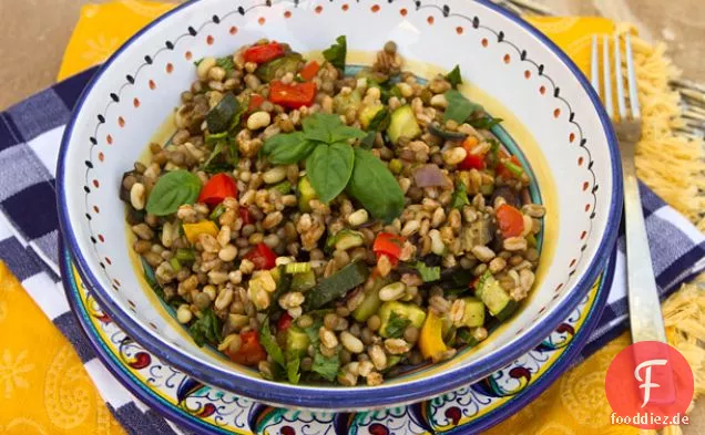 Italienisch Easy: Farro Salat mit Linsen, Bohnen und Ofengemüse