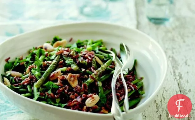 Grüne Bohnen, roter Reis und Mandelsalat aus dem französischen Marktkochbuch