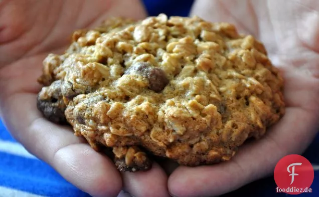 Haferkekse mit schokoladenüberzogenen Preiselbeeren