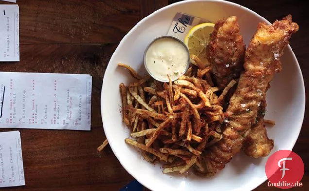 Fish and Chips mit Malzessig Mayonnaise