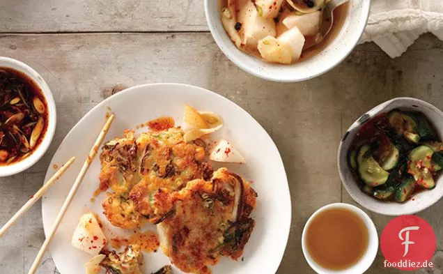 Kimchi-Krapfen mit Soja-Dip-Sauce