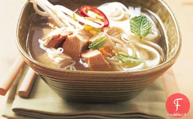 Asian Turkey-Nudelsuppe mit Ingwer und Chilis