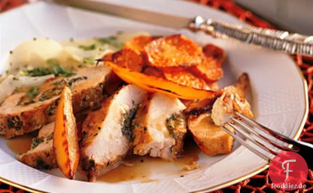 Guave-gefülltes Huhn mit karamellisierter Mango