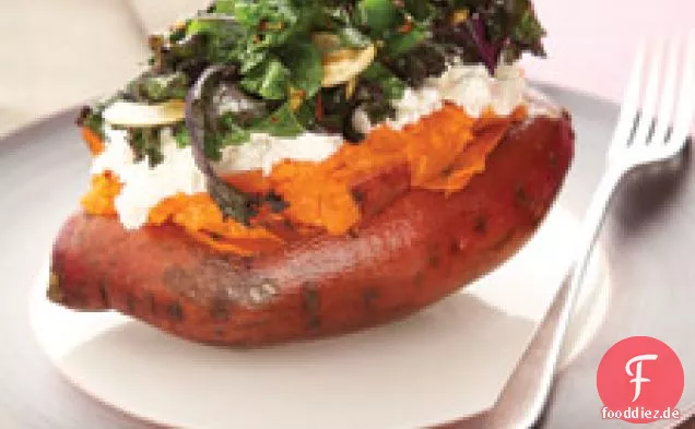 Süßkartoffel mit Grünkohl und Ricotta