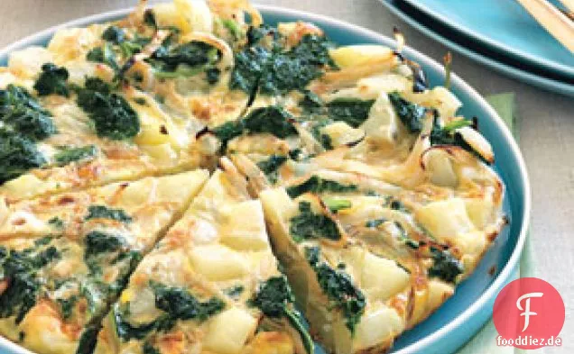 Grünkohl, Kartoffeln und Zwiebeln Frittata