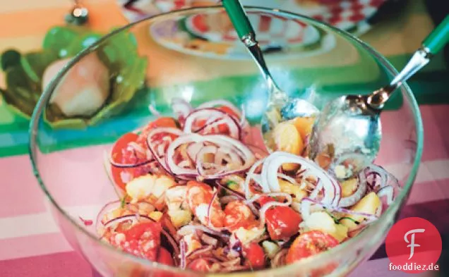 Garnelen und Kartoffelsalat