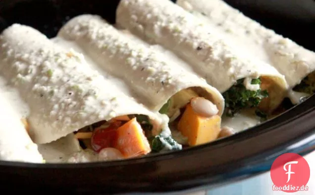 Slow Cooker Veggie Enchiladas Mit Sahne-Soße