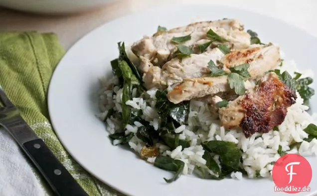 Das beste Indoor gegrillte Hähnchen mit Grünkohl & Reissalat