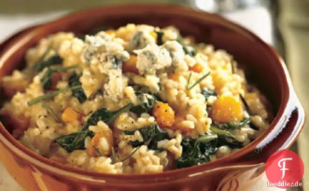 Butternut Squash, Rosmarin-und Blauschimmelkäse Risotto