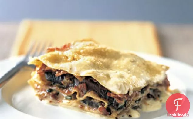 Geröstete Portobello und Schinken-Lasagne