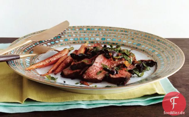 Steak mit Oliven