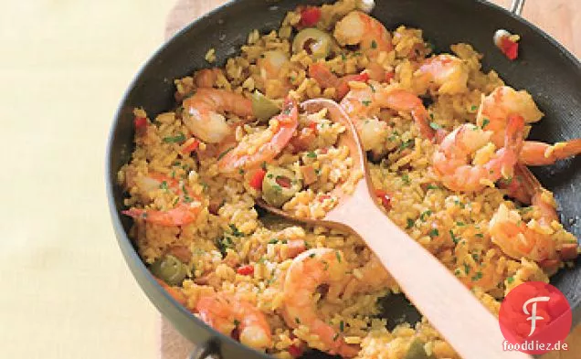 Einstündige Garnelen-Paella