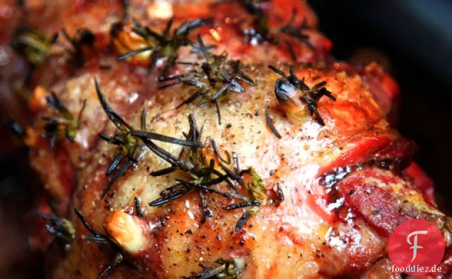 Einfacher Knoblauch und Rosmarin Lammbraten