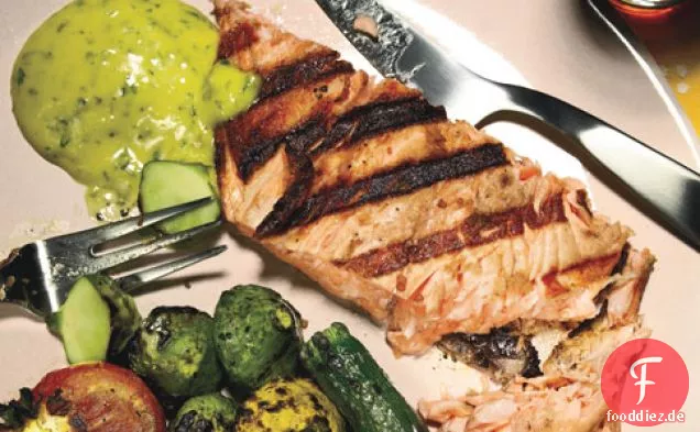 Gegrillter Lachs Mit Basilikum-Aioli