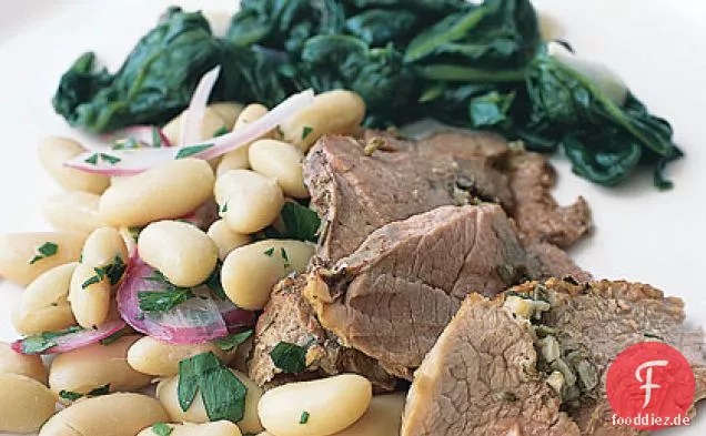 Rosmarin-Knoblauch-Lamm mit weißen Bohnen