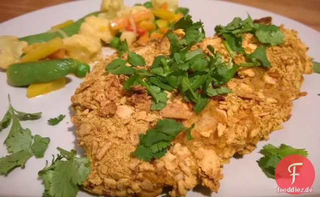 Curry-Cracker-beschichtetes Huhn