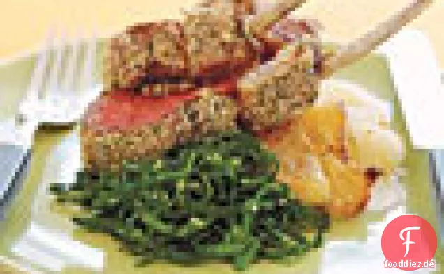 Gebratener Lammrücken mit Malagueta-Pfeffer und Farofa-Kruste