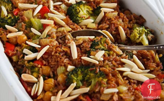 Cremiger veganer Brokkoli-Reis-Auflauf