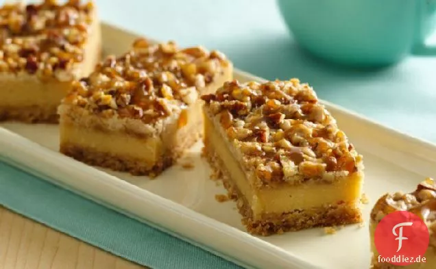 Praline Crumb Karamell Käsekuchen Bars