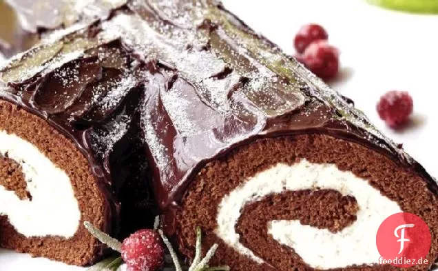 Bûche de Noël mit Ganache
