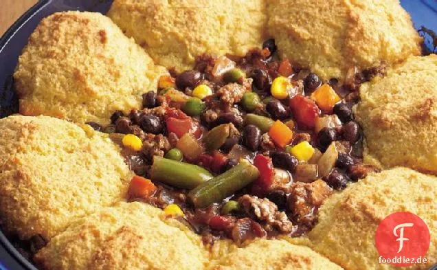 Maisbrot-gekrönt Black Bean Chili Casserole