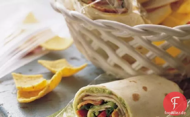 Truthahn, Speck und Guacamole Wraps