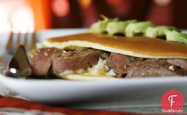 Steak und Blauschimmelkäse Frühstück Tacos