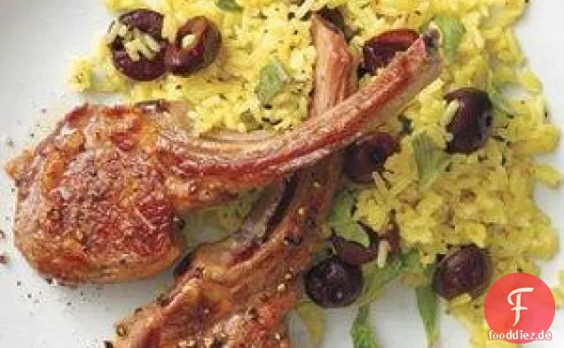 Lammkoteletts mit Curryreis und Kirschen Rezept