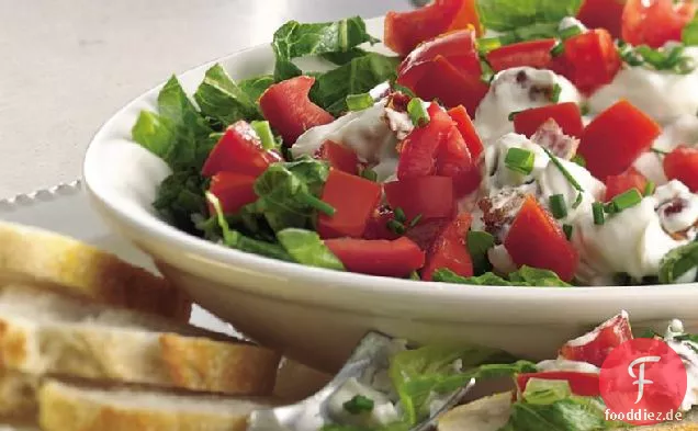 Speck, Salat und Tomatendip