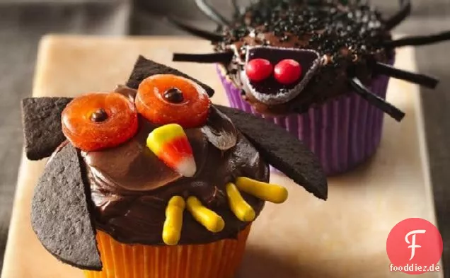 Eule und Spinne Cupcakes