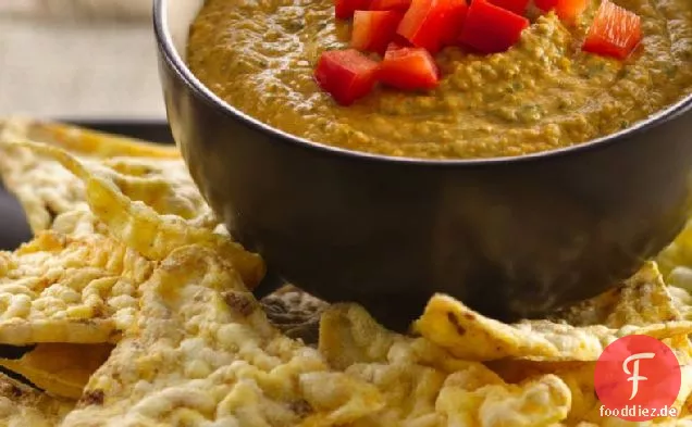 Rauchiger Spinat-Hummus mit Popcorn-Chips