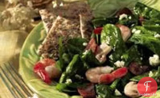 Spinat-Garnelen-Salat mit Heißem Speck-Dressing