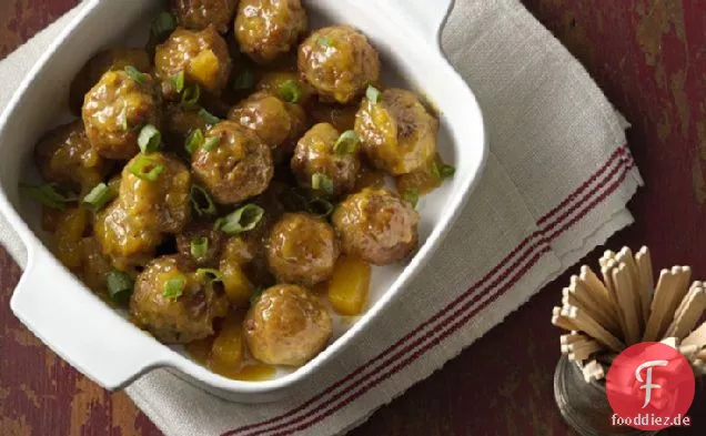 Slow-Cooker Curry-Senf-Glasierte Fleischbällchen